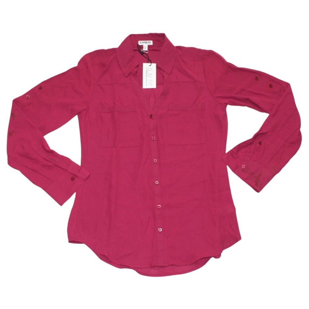 Express Women's Long Sleeve Button-up Pink Shirt NWT Size XS